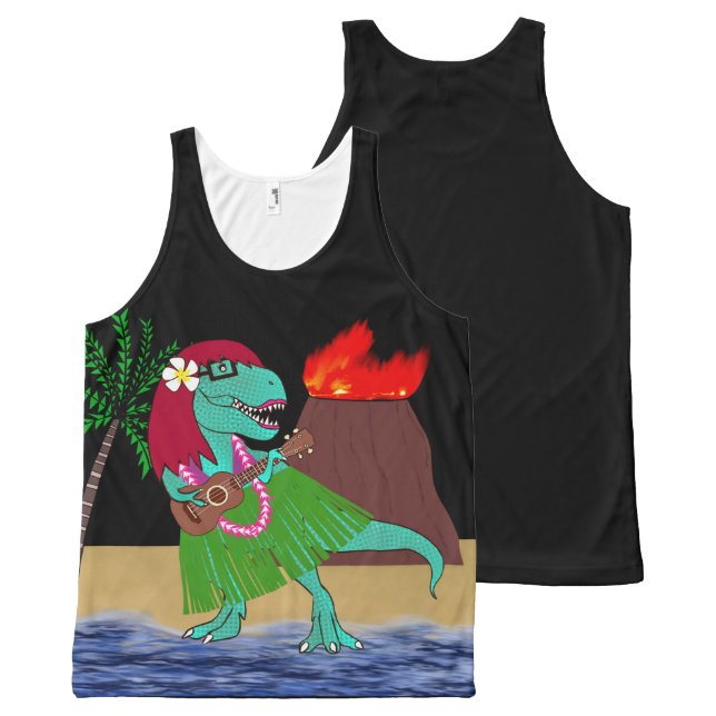 Hawaiian Dinosaur Ukulele All-Over Print Tank Top (Front and Back)