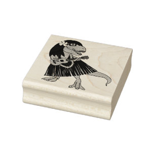 Hawaiian Dinosaur Ukulele Rubber Stamp