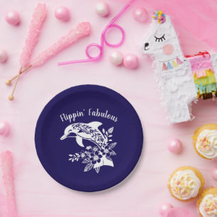 Hawaiian Dolphin Flippin' Fabulous Blue Paper Plate