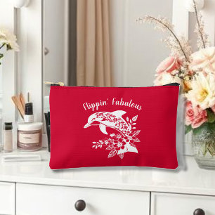 Hawaiian Dolphin Flippin' Fabulous Cherry Red Accessory Pouch