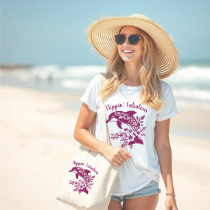 Hawaiian Dolphin-Flippin' Fabulous-Fisherman Core Large Tote Bag
