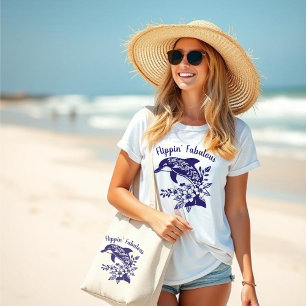 Hawaiian Dolphin-Flippin' Fabulous-Fisherman Core- Large Tote Bag