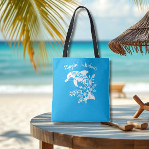 Hawaiian Dolphin-Flippin' Fabulous-Light Blue Tote Bag