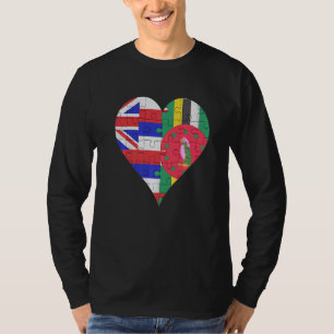 Hawaiian Dominican Flag Heart T-Shirt