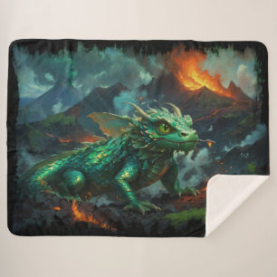 Hawaiian Dragon Warming Herself on Lava Sherpa Blanket