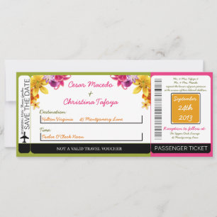 Hawaiian Exotic Boarding Pass Wedding Invitation