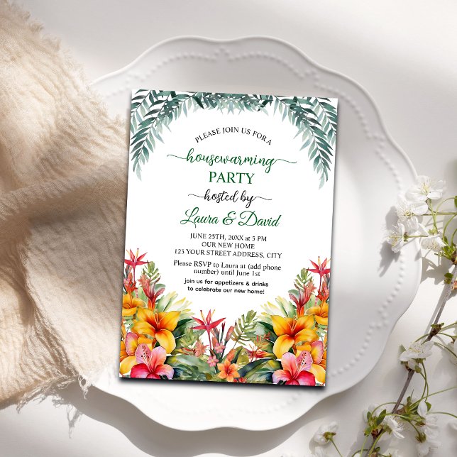 Hawaiian Exotic Floral Housewarming Party Invitation (Creator Uploaded)