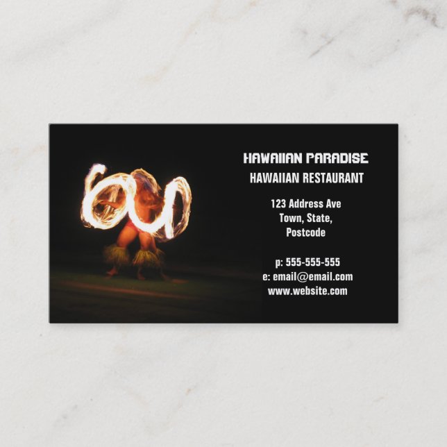 Hawaiian Fire Dance Business Card (Front)