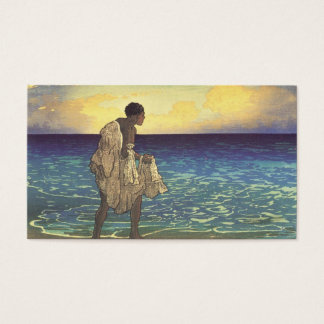 Hawaiian Fisherman, woodblock print