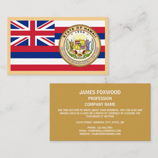 Hawaiian Flag & Seal, Flag of Hawaii Business Card (Front/Back)
