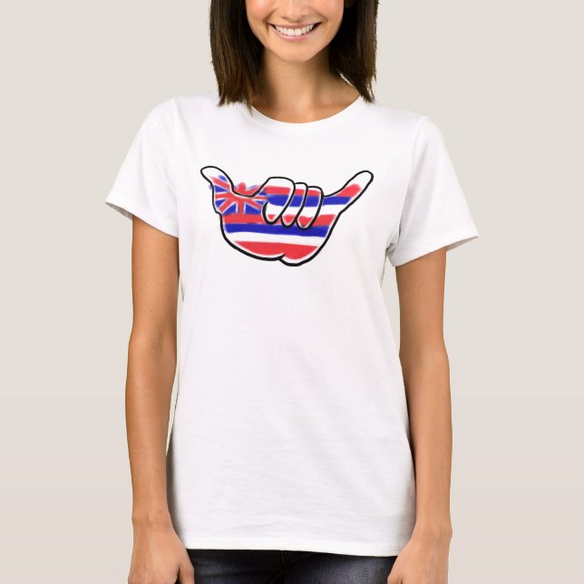 Hawaiian flag shaka sign ladies tee (Front)