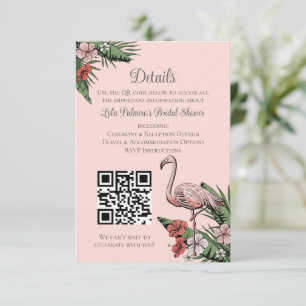 Hawaiian Flamingo Bridal Shower Website QR Code Enclosure Card