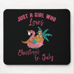 Hawaiian Flamingo Just A Girl Who Loves Christmas Mouse Mat