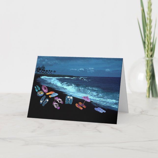 Hawaiian Flip Flop Beach Party Card (Front)
