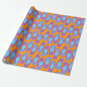 Hawaiian Flip Flops in Blue & Orange Wrapping Paper
