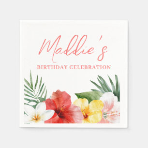 Hawaiian Floral Birthday Napkin