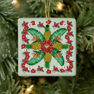 Hawaiian Floral Christmas Ornament