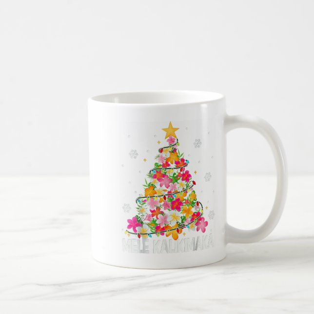 Hawaiian Floral Christmas Tree Mele Kalikimaka Tro Coffee Mug (Right)