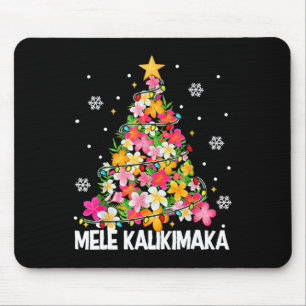 Hawaiian Floral Christmas Tree Mele Kalikimaka Tro Mouse Mat