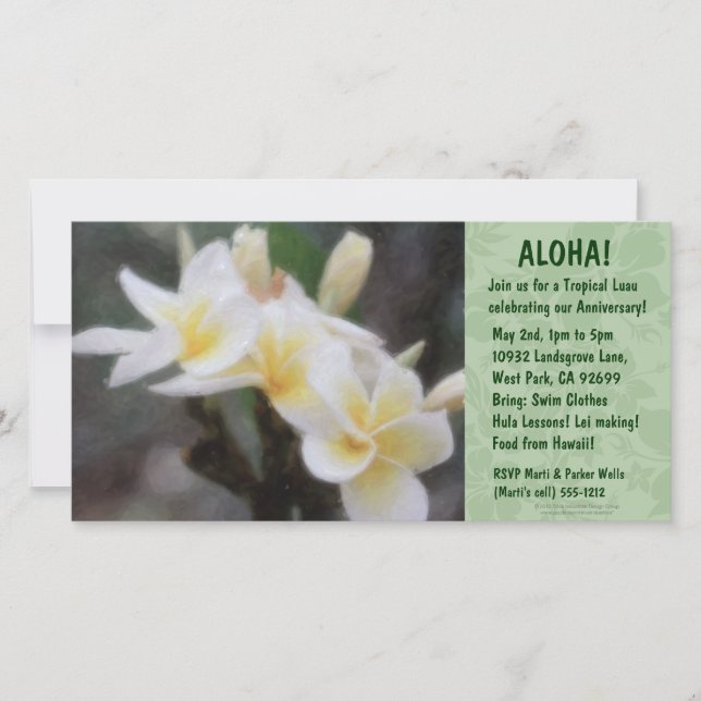 Hawaiian Floral Luau Invitations (Front)