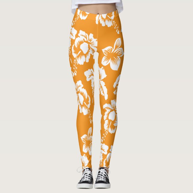 Hawaiian Floral Pattern Leggings (Front)