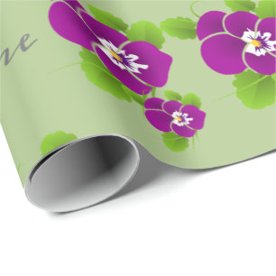 Hawaiian Floral Purple Monogram Name  Wrapping Paper