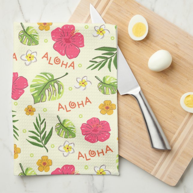 Hawaiian Floral Tea Towel (Quarter Fold)
