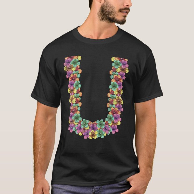 Hawaiian Flower Chain Tropical Summer Colourful Fl T-Shirt (Front)
