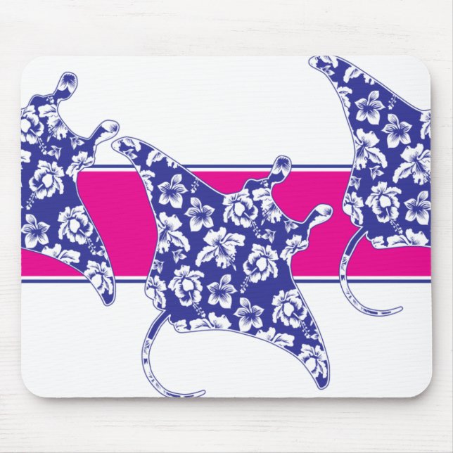 Hawaiian-Flower-Manta-Rays Mouse Mat (Front)
