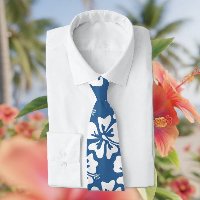 Hawaiian flower neck tie | Floral print design (floral neck tie with Hawaiian hibiscus flower)