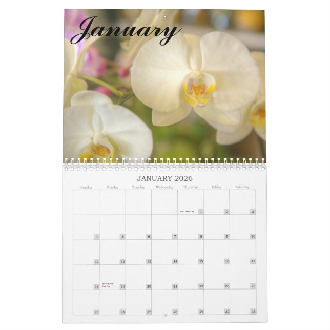 Hawaiian Flower & Orchid Calendar (Jan 2026)