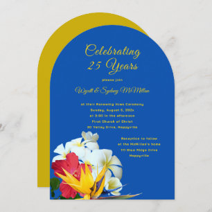 Hawaiian Flowers Anniversary Vows Ceremony Invitat Invitation