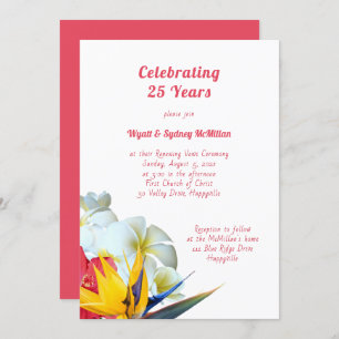 Hawaiian Flowers Anniversary Vows Ceremony Invitation