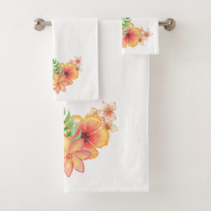 Hawaiian Flowers Bath Towel Set