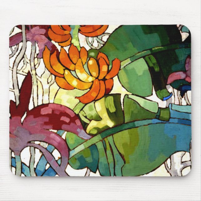 Hawaiian Flowers, colourful painting, Mouse Mat (Front)