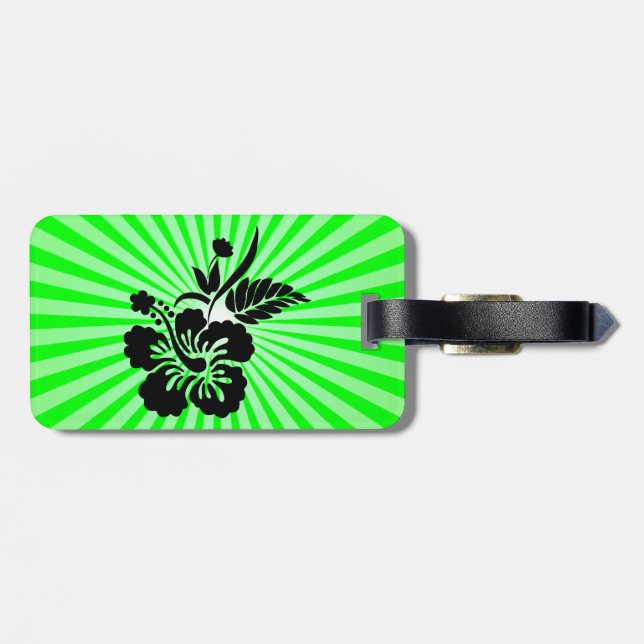 Hawaiian Flowers; green Luggage Tag (Back Horizontal)