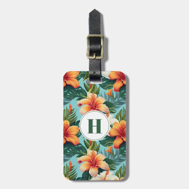 Hawaiian Flowers Luggage Tag (Front Vertical)