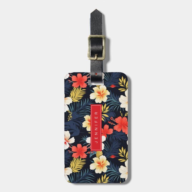 Hawaiian Flowers Luggage Tag (Front Vertical)