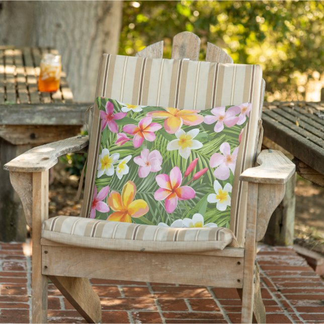 Hawaiian Flowers Outdoor Pillow (Chair)