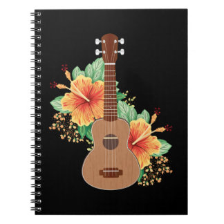 Hawaiian Flowers Ukulele Guitar Hawaii Notebook