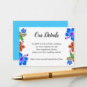 Hawaiian Flowers Wedding Details Enclosure Cards