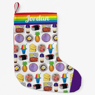 Hawaiian Foods Loco Moco Ahi Tuna Poké Musubi Small Christmas Stocking