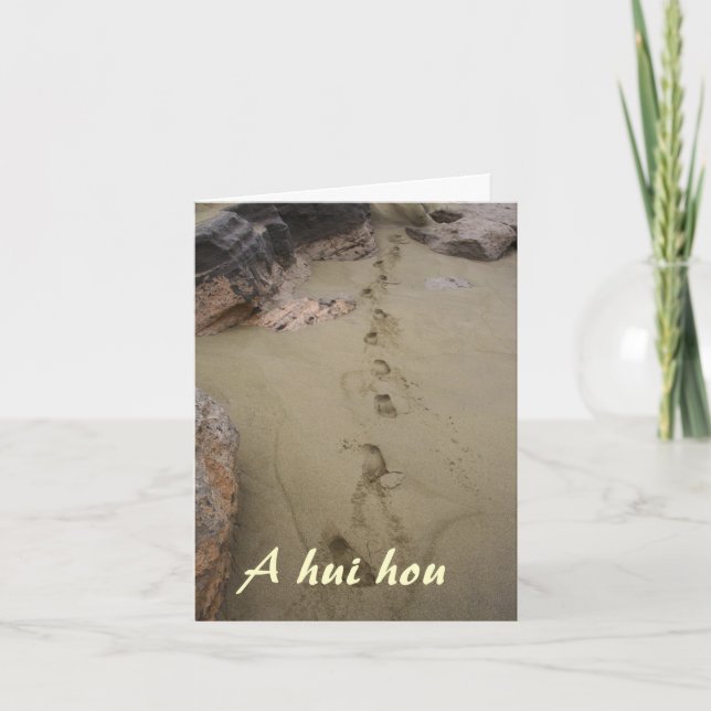 Hawaiian Footprints in Beach Sand Sympathy Thank You Card (Front)
