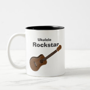 Hawaiian Funny Ukulele Player Rockstar Musician Two-Tone Coffee Mug