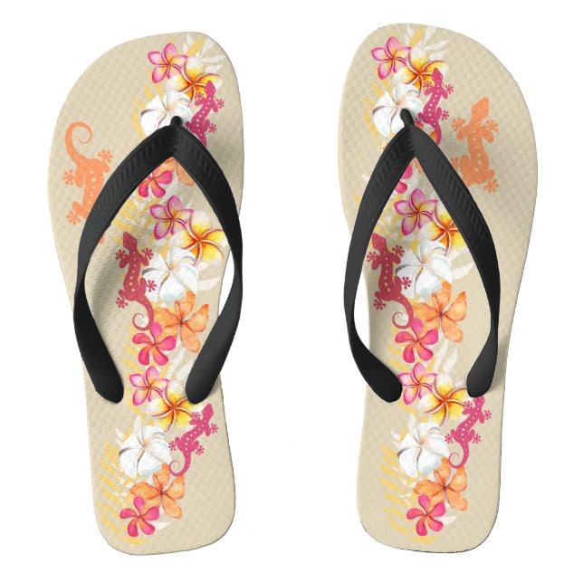 Hawaiian Gecko Party Flip Flops (Footbed)