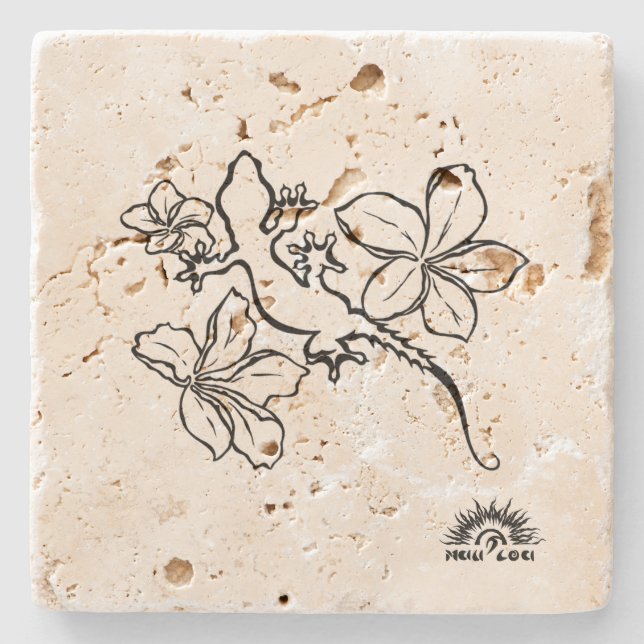 Hawaiian Gecko Plumerias Coaster (Front)