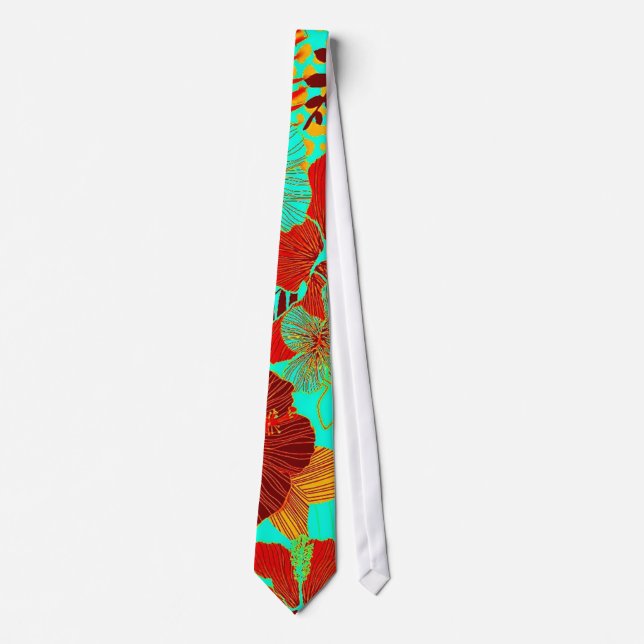 HAWAIIAN GETAWAY STYLE BOLD COLORS FLORAL TIE (Front)