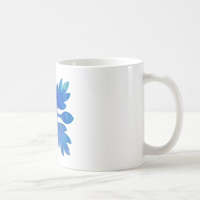 Hawaiian Ginger Quilt Ocean Blue Watercolor Coffee Mug (Right)