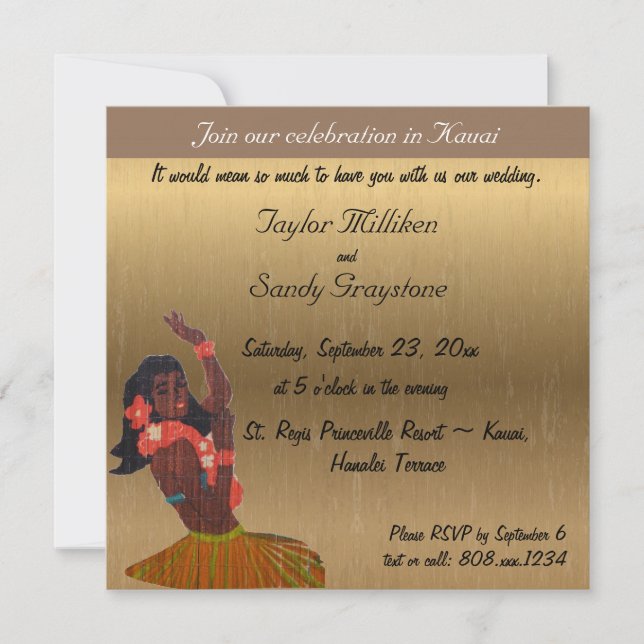Hawaiian Gold Wedding Invitation (Front)