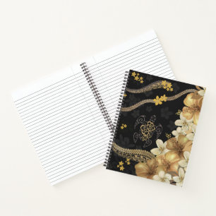 Hawaiian Golden Hibiscus and Tapa Fusion Notebook